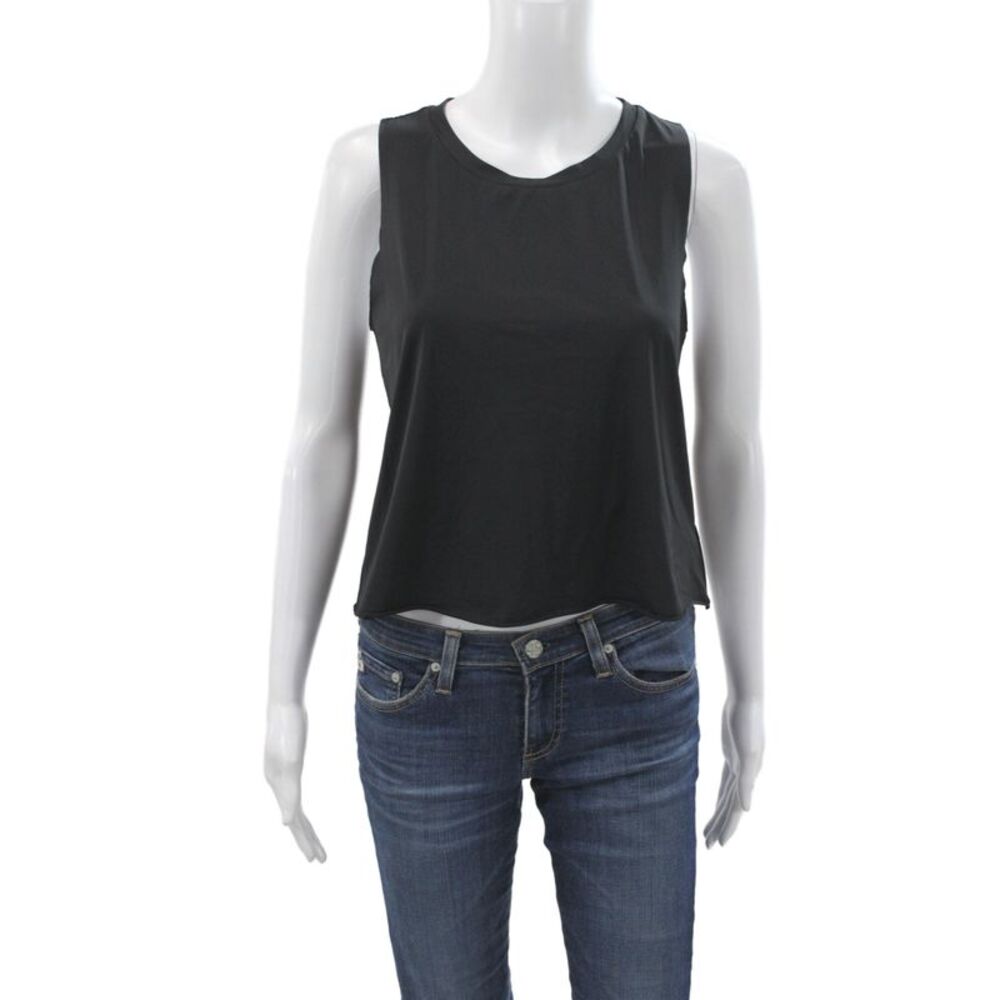 Ultracor Womens Crew Neck Sleeveless Tank Top Solid Black Size S